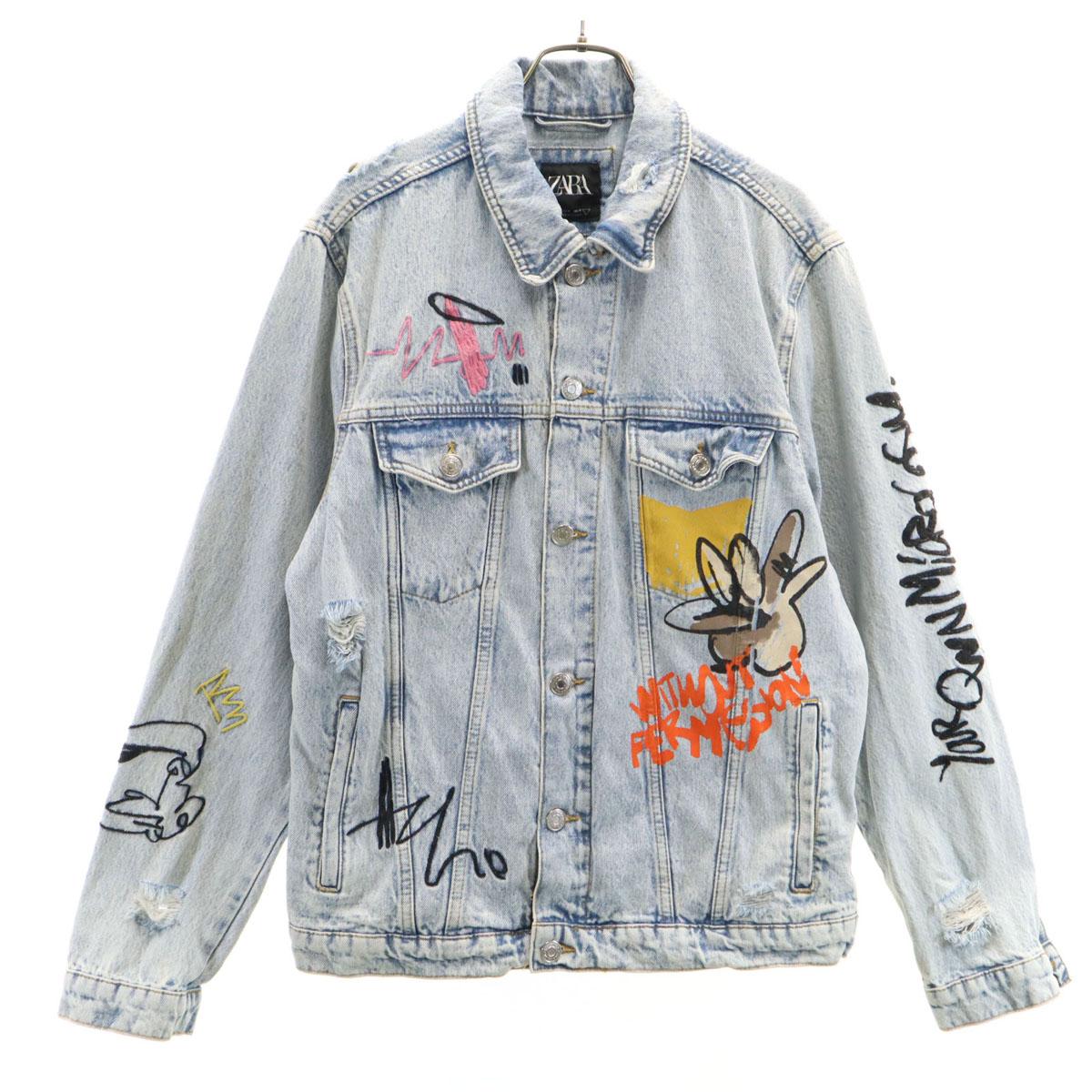 

ZARA Denim Jacket M Crushed paint finish Men s Used