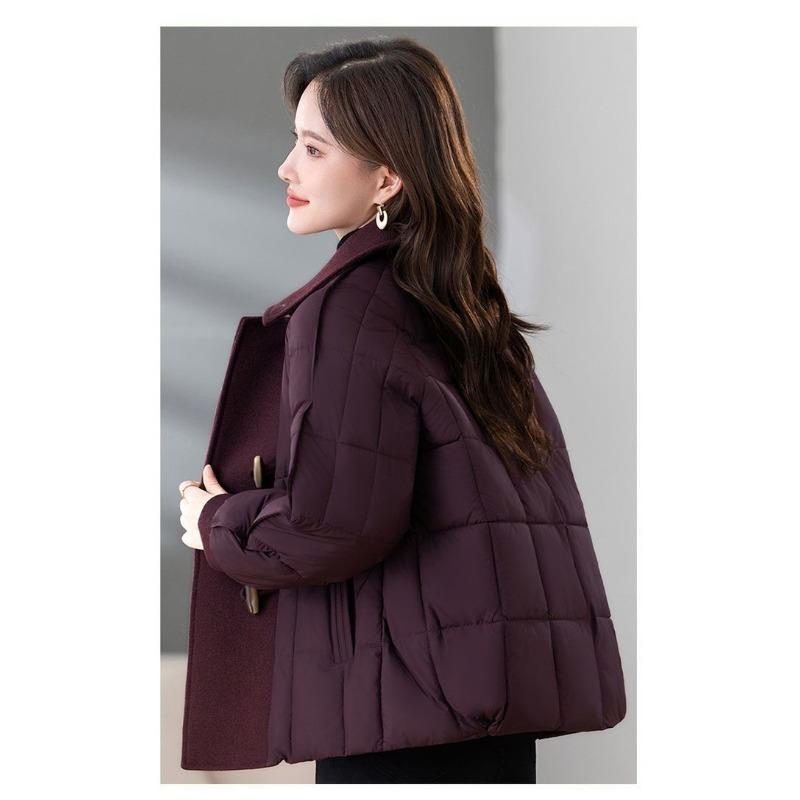 Palton de Iarnă Căptușit cu Bumbac Femei Modă Amestec de Lână Jachetă Largă Doamne de Vârstă Mijlocie Îmbrăcăminte Exterioară Elegantă