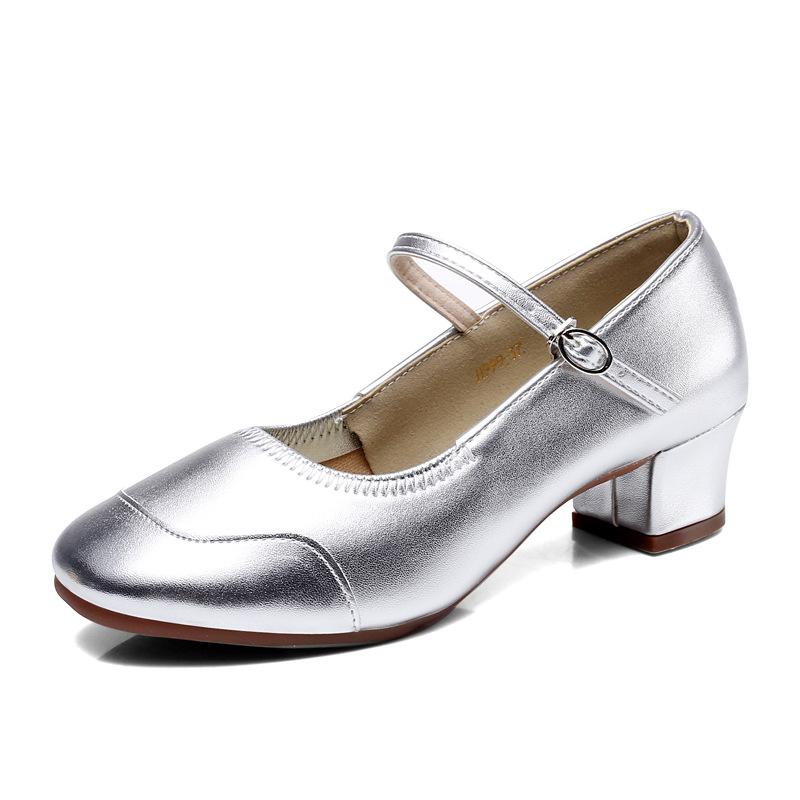 2025 new square dance shoes soft-soled women's dance shoes practice shoes teacher shoes four seasons ballroom dancing shoes mid-heeled shoes