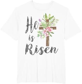 He is Risen Floral Cross Vintage Happy Easter TShirt Unisex T-Shirt XXXXL