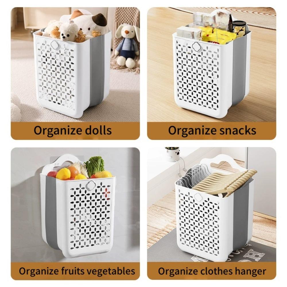 Large Capaci Folding Bathroom Laundry Basket Non Perforated Wall-mounted Clothe Storage Baskets Bathroom Dirty Clothe Organizer