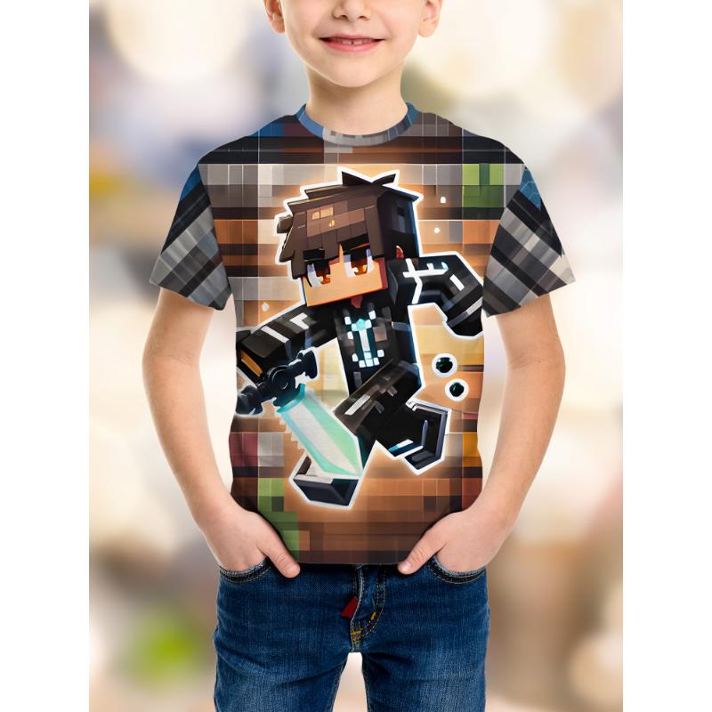 Game Pixel Birthday Party Kids T-Shirt Humor Funny Boys Fashion B-day Novelty Gift Short Sleeve Te