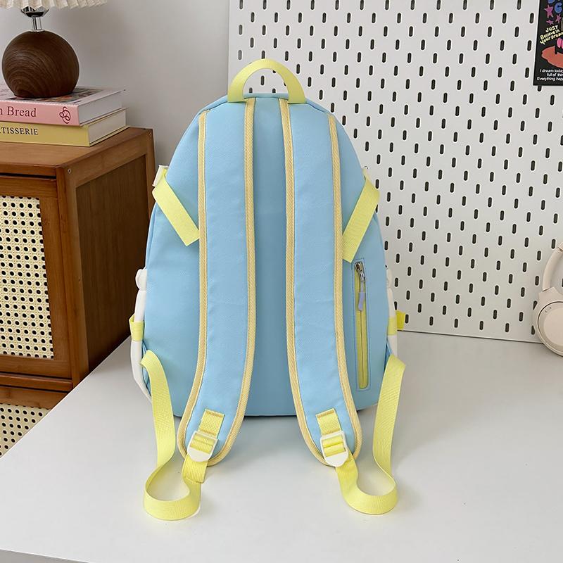 Junior High School Student Schoolbag Color Block Women Large Capacity Backpack