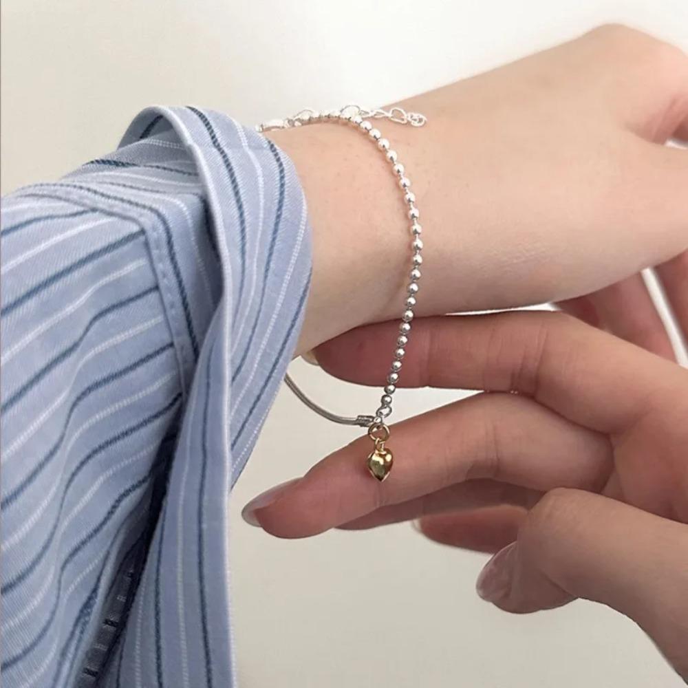 925 Silver Double Love Heart Hollow Beads Bracelet Adjustable Romantic Jewelry for Women Fashion Classic