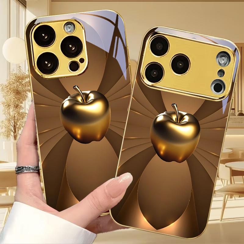 Lucky Flower Petals Electroplated Golden Phone Case For iPhone 14 17 16 15 13 12 11 Pro Max Plus 16E 17Air XR 7 8 XS Back Cover