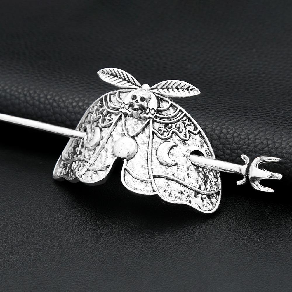 Vintage Nordic Metal Hollow Butterfly Hair Stick For Women Men Fashion Silver Color Viking Amulet Handmade Alloy Hair Accessory
