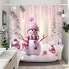White Snowman Christmas Shower Curtains Christmas Gift Blue Forest Deer Rustic Cottage Washable Home Bath Curtain Bathroom Decor