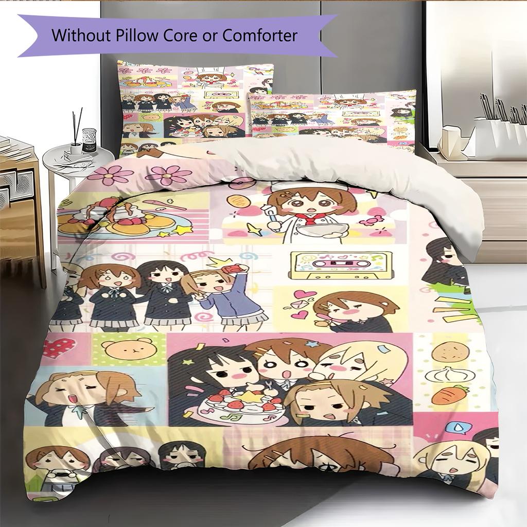 Anime Pattern Bedding Quilt Set Quilt Cover Pillowcase Home Decoration Birthday Gift (1 * Duvet Cover + 2 * Pillowcase, Without Core)