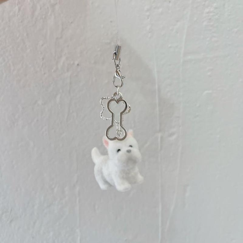 Cartoon Flocking Dog Piggy Pendant Keychain  Key Ring For Women Girls Cute Bag Pendant Kawaii Mobile Phone Chain Gifts