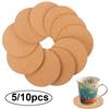 5/10PCS Cup Mat Natural Round Wooden Pad Heat Resistant Reusable Cork Coaster for Drink Round Absorbent Tea or Coffee Coaster