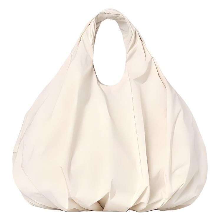 

COS Solid Color Fashion Simple Pleated Design Magnetic Closure Fabric Tote Bag Large Women tote bag Beige 1267956002 Beige