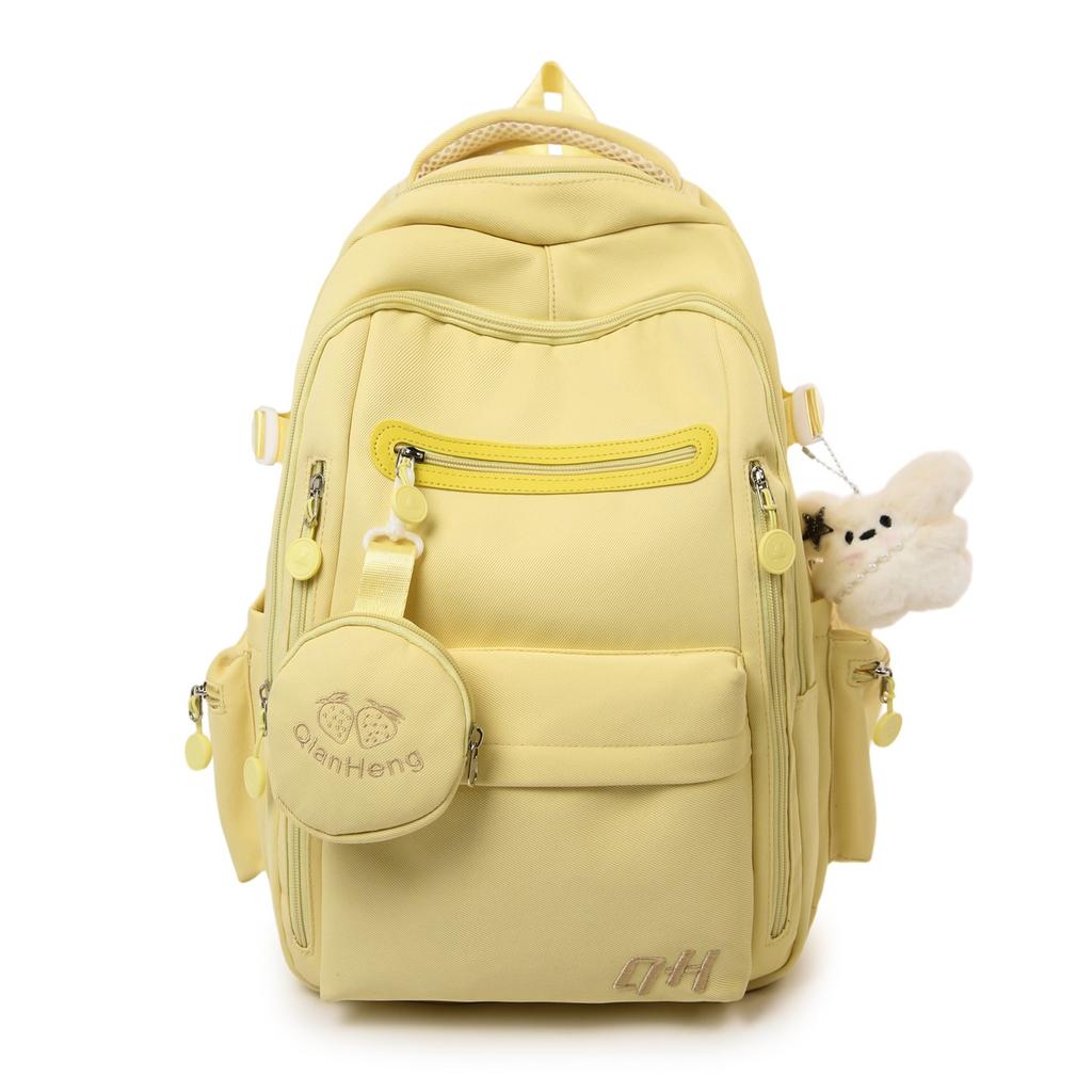 Schoolbag new Korean version solid color small fresh middle and high school students multi-compartment backpack campus ins wind large capacity