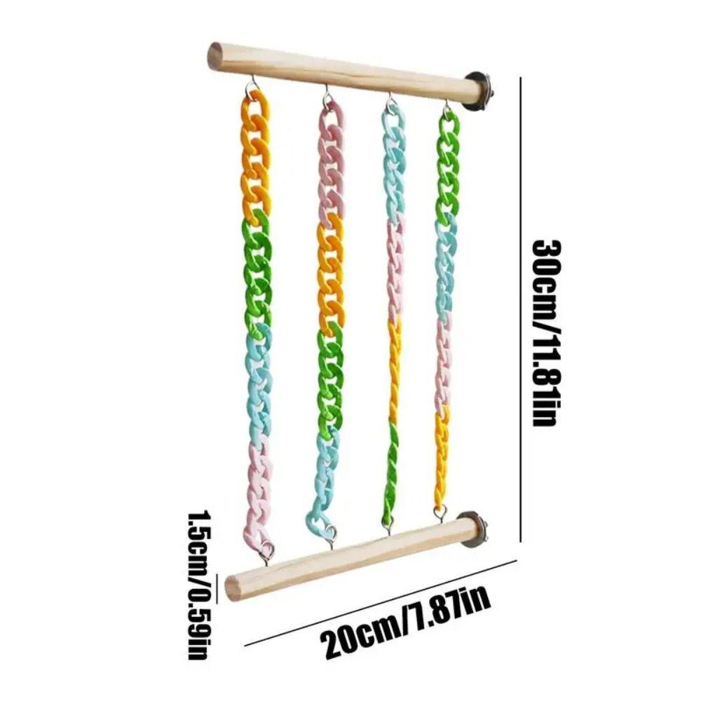 Colorful Chains Mice Rope Swing Stand Natural Wood Climbers  For Sugar Gliders Rats Hamsters