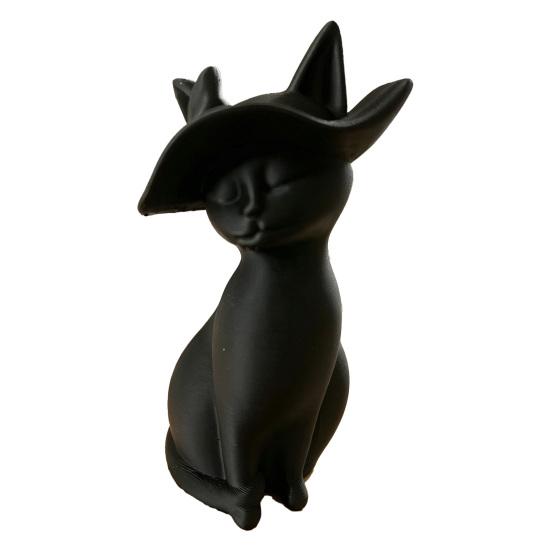 

Desktop Ornament 3D Printed Hat-Wearing Cat Shape Figurine Integrated Molding Sculpture Decorative Desktop Accessory чёрный
