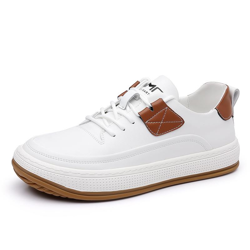 Single Shoes Casual Men's Shoes Soft Leather Big Head Shoes 2025 Autumn New Clown Shoes Men's Lace-up Sports Shoes White Shoes