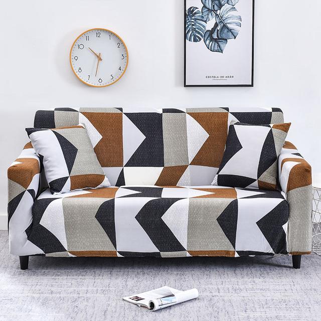 Elastic Triangle Pattern Sofa Cover Stretch Sofa Covers for Living Room Sofa Towel Slip -Resistant Fully -Wrapped Couch Cover