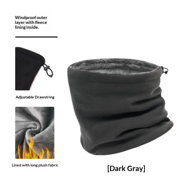 Winter Warm Neck Warmer Men Women Cycling Double Layer Outdoor Hiking Skiing Fleece Mask Adjustable Drawstring Unisex Neck Tube