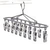 Multi-Functional Stainless Steel 18-Clip Sock Drying Rack with Windproof Hook for Balcony Use