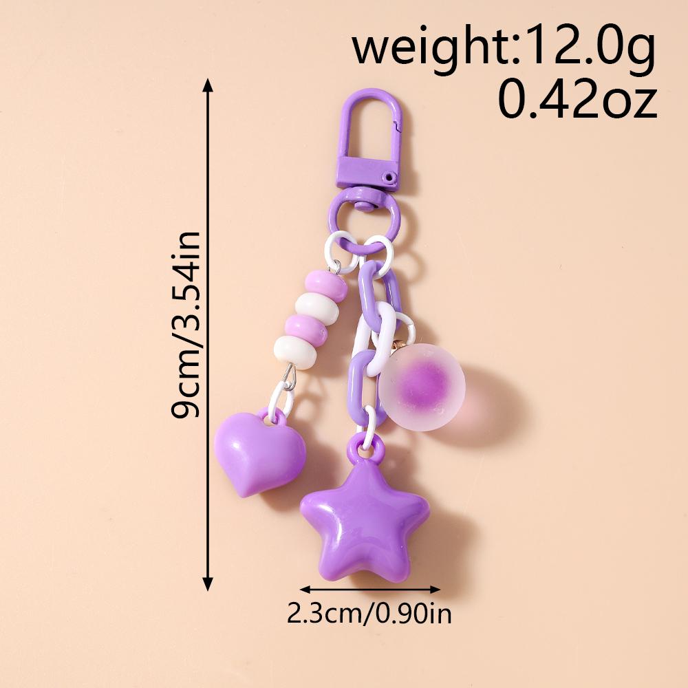 Cute Star Keychain Love Heart Key Ring for Women Girls Handbag Pendant DIY Kid's Jewelry Gift