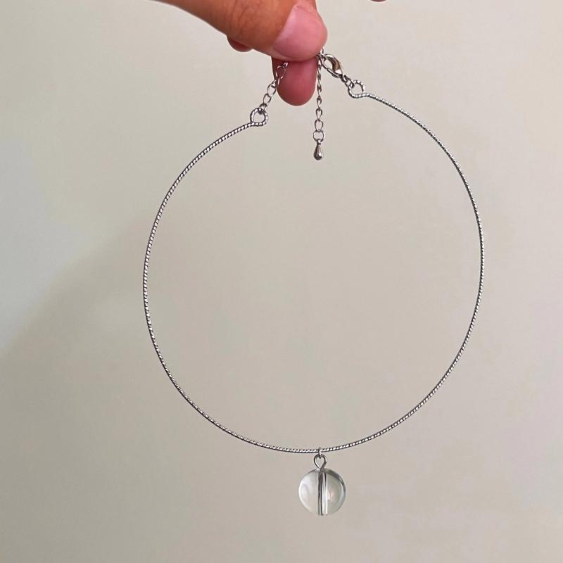 Fashion Acrylic Ball Pendant Metal Necklace for Women Hot Girls Harajuku Niche Necklace Sweet Cool Y2k Jewelry 2023
