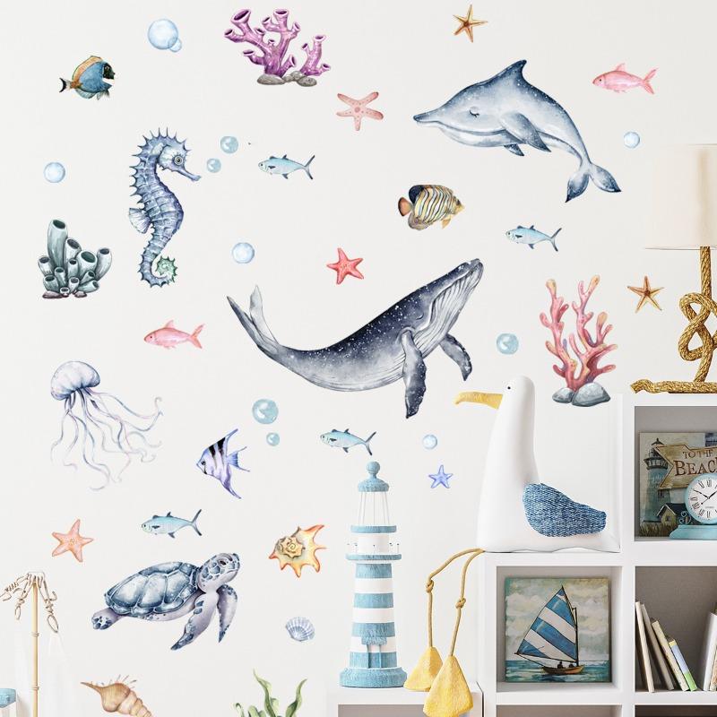 Luminous Ocean Animal Wall Sticker For Kids Bedroom Decor Baby Room Fluorescent Night Llight Whale Sticker Shines In The Dark