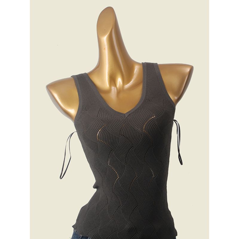 Double V-neck Simplicity Sexy Summer Vest Fashion Wind High Elastic Silm Can Be Outwear Export Knitting Tops