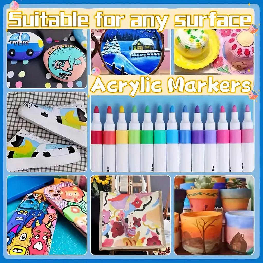 12Colors Acrylic Markers, Painting Tools Set, Perfect For Decoration