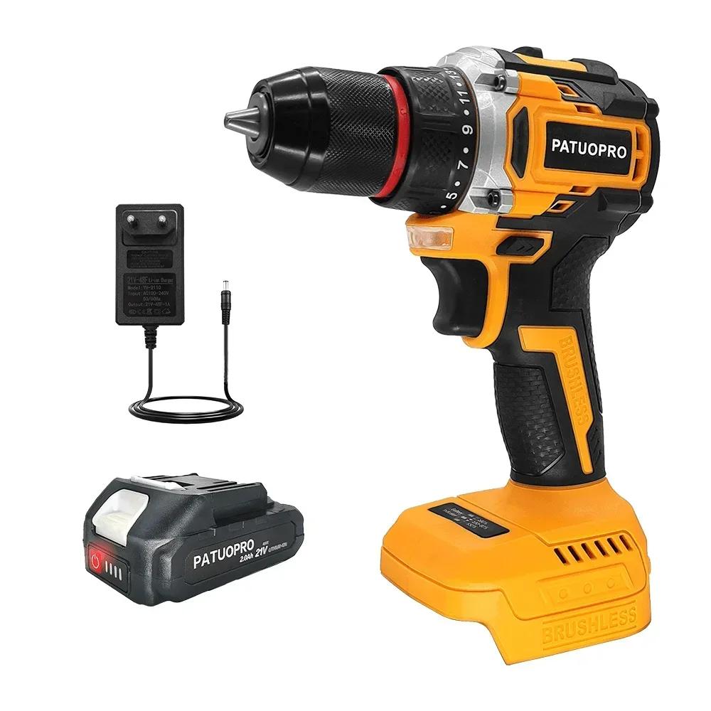 

Аккумуляторная электрическая дрель Бесщеточная 3/8 дюйма Бесключевой металлический патрон Электрическая дрель-шуруповерт 23 установки крутящего момента Для аккумулятора Makita 18 В