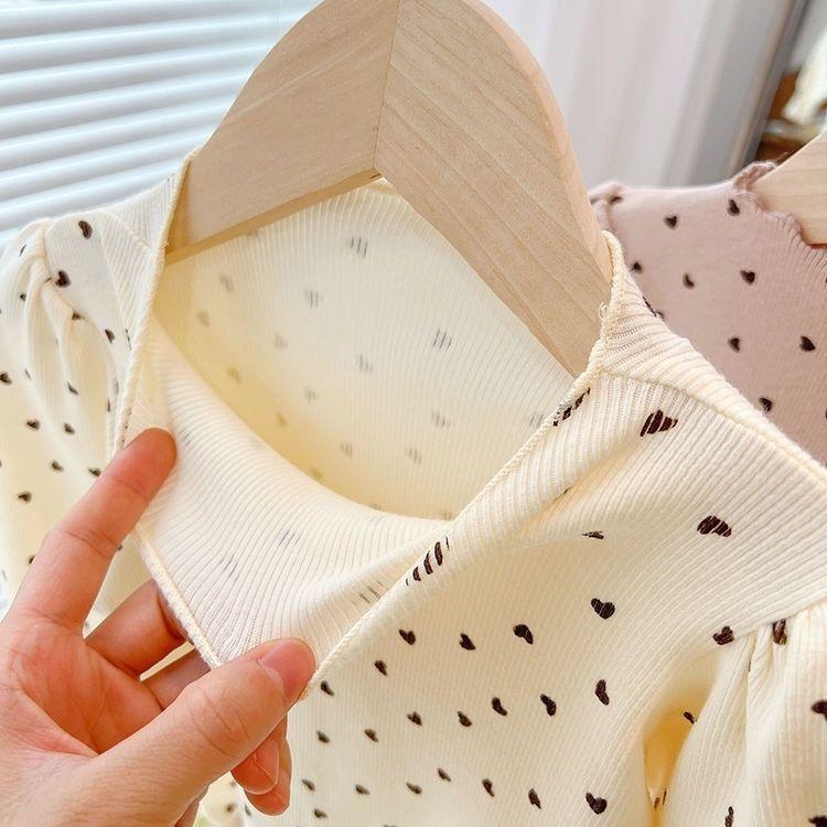 Adorable Trendy Girls Long Sleeve Shirts with Half High Collar Puff Sleeves Ideal for Playtime and School Days in Spring Autumn