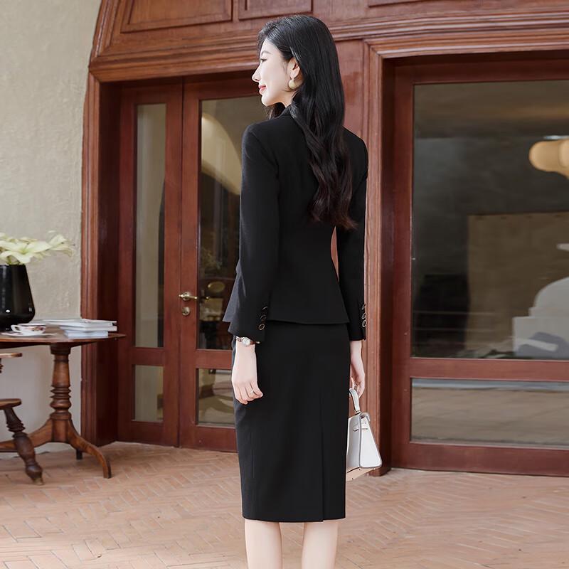 Troloman Women's Elegant Double-Breasted Two-Piece Suit Set