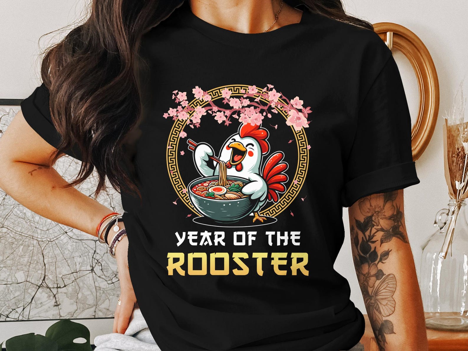 Chinese New Year Rooster Shirt, Lunar New Year T-Shirt, Chinese Zodiac Rooster Tee, Year of the Rooster Gift 3XL