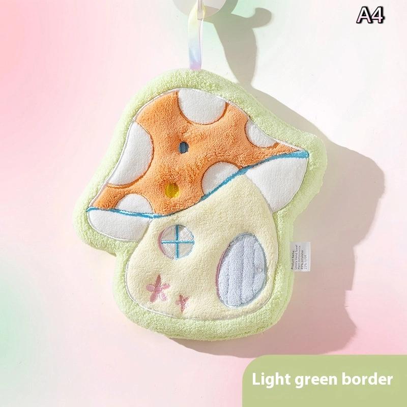 Cute Mushroom House Hand Towel Quick Drying Kitchen Towel Cleaning Rag Coral Velvet Absorbent Hanging Towel Bathroom