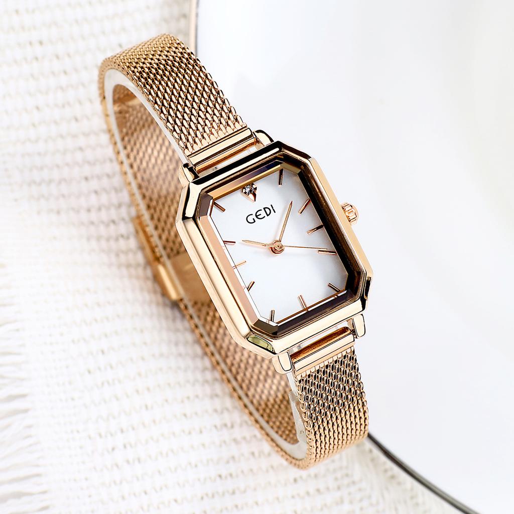 Simple And Versatile Casual Watch Women'S Square Retro Mesh Strap Watch Waterproof Quartz Women'S Watch