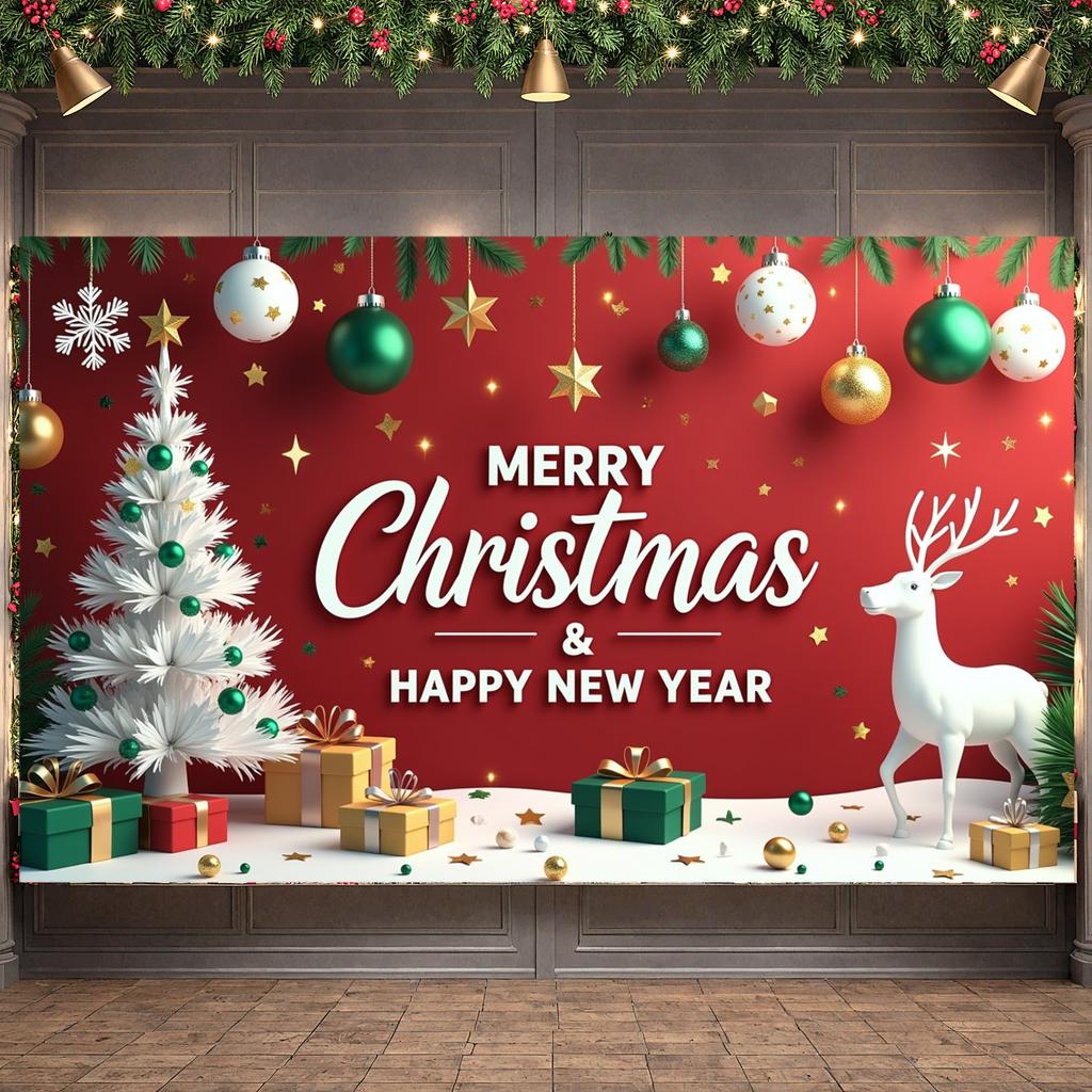 Neujahrsdekoration Goldene Sterne Festliches Banner Frohes Neues Jahr Hintergrund Schneeflocken Winterdekoration Für Heimdeko Weihnachtsfeier