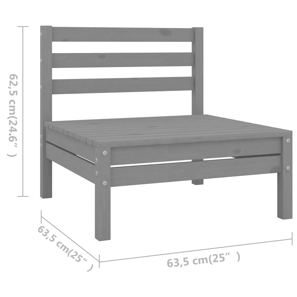 Vidaxl 5-Cz. Garden Lounge Furniture Set, Grey, Pine