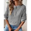 2025 Autumn and Winter New Solid Color Fashion Button Loose Long Sleeve T-Shirt Tops for Women