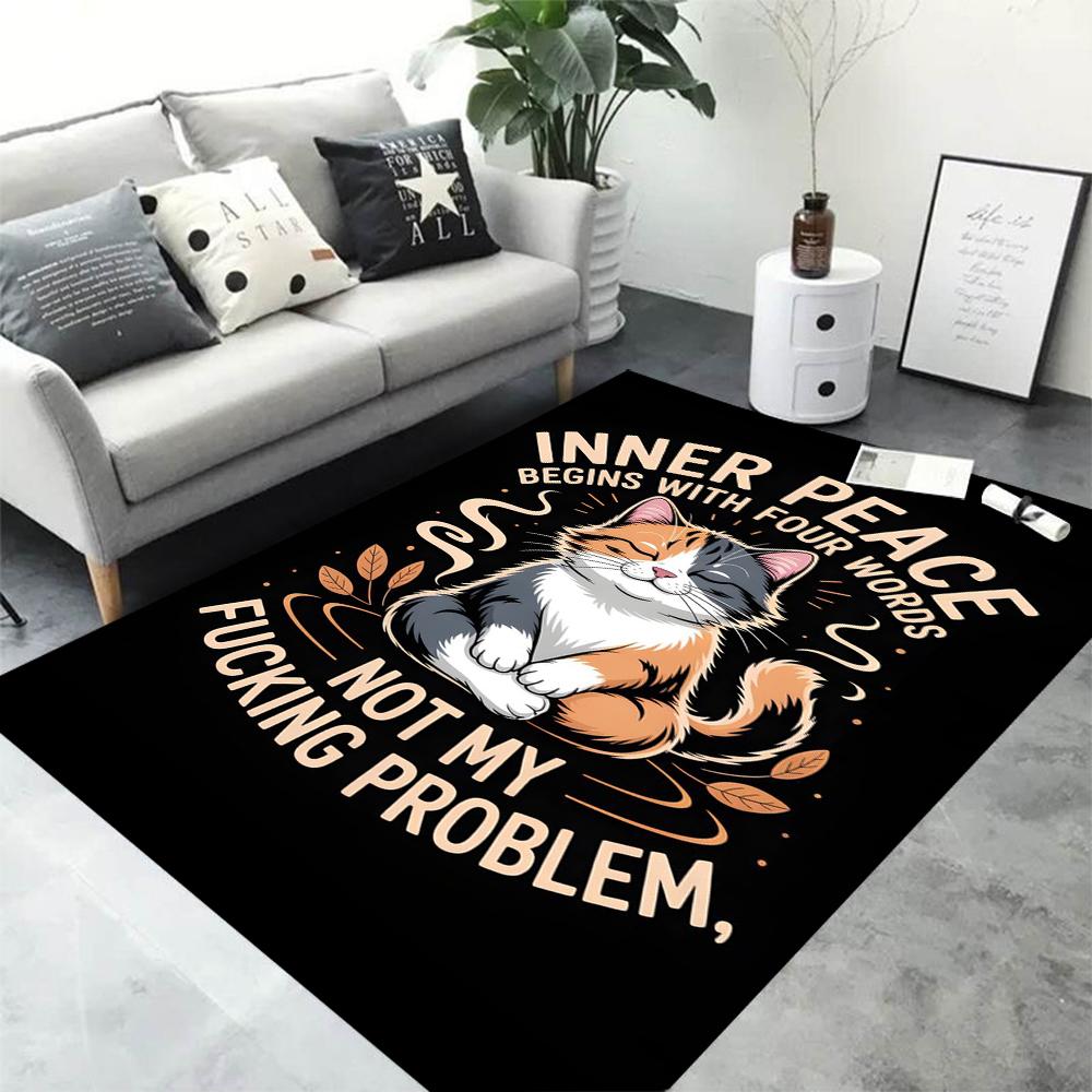 3D Cartoon Retro Kätzchen HD Teppich Teppich für Zuhause Wohnzimmer Schlafzimmer Sofa Fußmatte Dekor, Kinderbereich Teppich Rutschfeste Bodenmatte