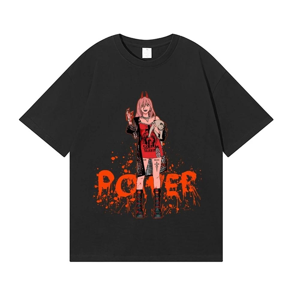 2026 Neue Chainsaw Man Power Japanischer Stil Klassisches T-Shirt Hochwertiges Streetwear T-Shirts Geeignet für Beide Männer Frauen Sommer