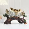 Exquisites Owl Ornament with Water Transfer Detailing Resins Owl Perching On Tree Branch Sculpture for Home Display