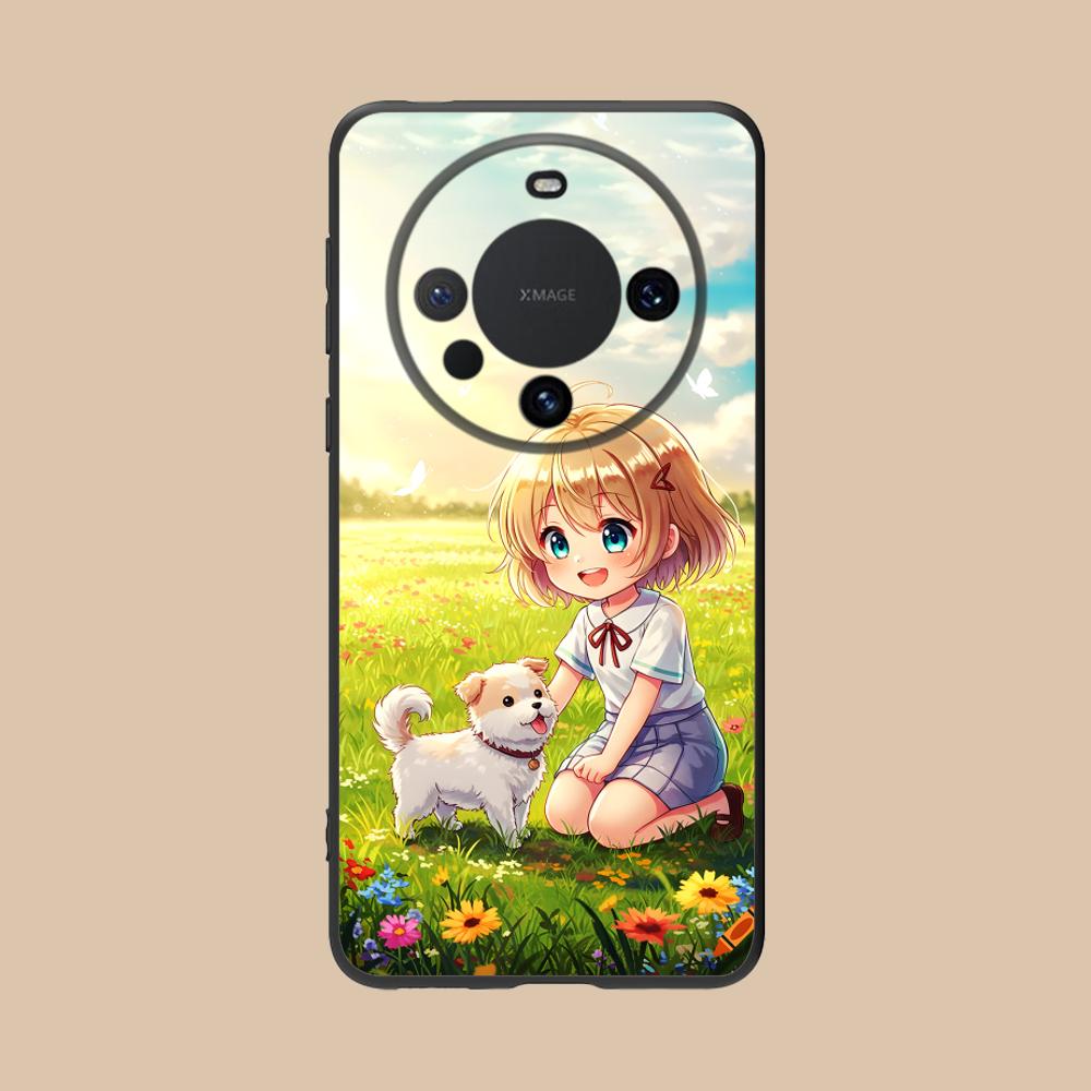 Girl Dog Puppy Matte TPU Mobile Phone Case for Huawei Mate 60 50 40 30 20 10 Pro Plus Lite E 5G Colorful Printing Cover
