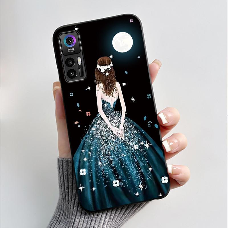 Case For TCL 30 Plus 30 5G T676K T676J T676H T776H Phone Case Fashion Butterfly Flowers Black Silicone Shockproof Cover Casing