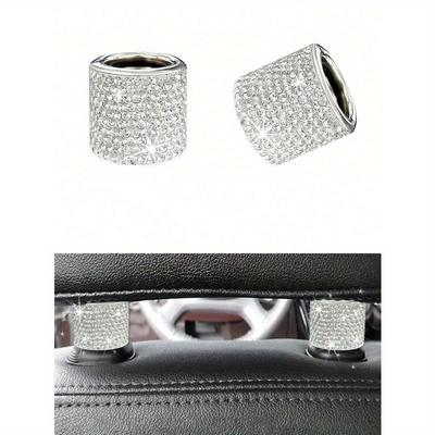 2 pièces/ensemble Anneaux d'appuie-tête de voiture décorés de strass, Anneaux décoratifs universels de connecteur de siège