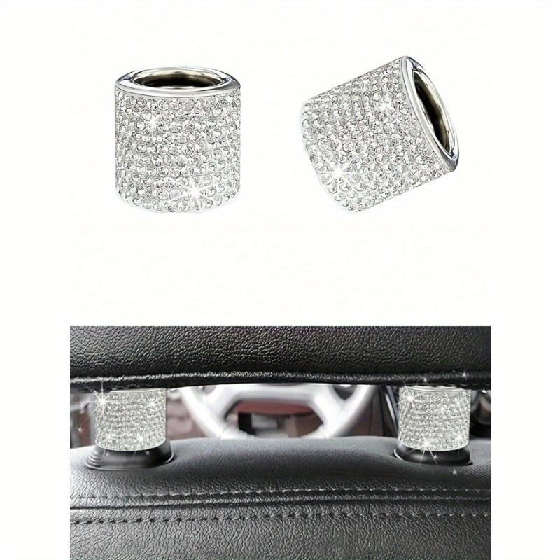 2pcs/Set Rhinestone Decorated Car Headrest Rings, Universal Seat Connector Decorative Rings