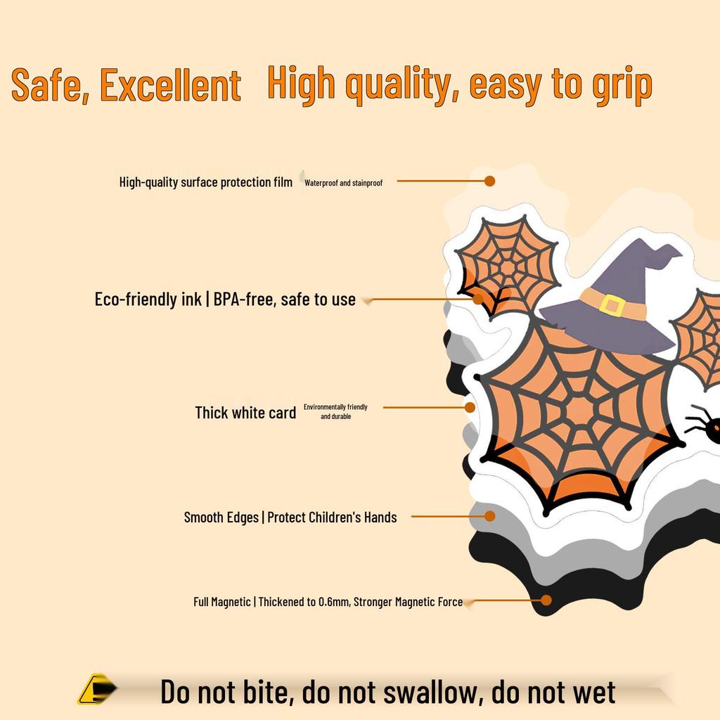 20pcs Halloween Soft Magnetic Stickers: Cartoon Pumpkin & Ghosts for DIY Children's Decor