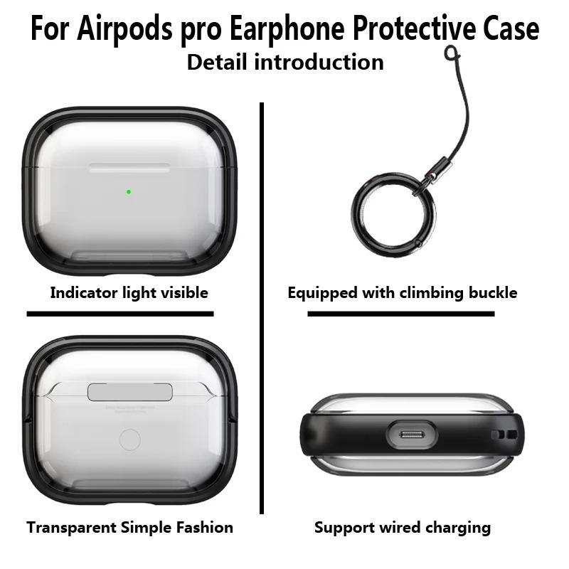 For Airpods Pro 2 TPU+PC Cover semitransparent Case With Rope Earphone Accessories For Apple Airpod 3/2/1 With 360° stand