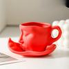 European Style Artistic Ceramic Mug With Tray Coffee Cup Creative Kissing Face Cups  Office Cup