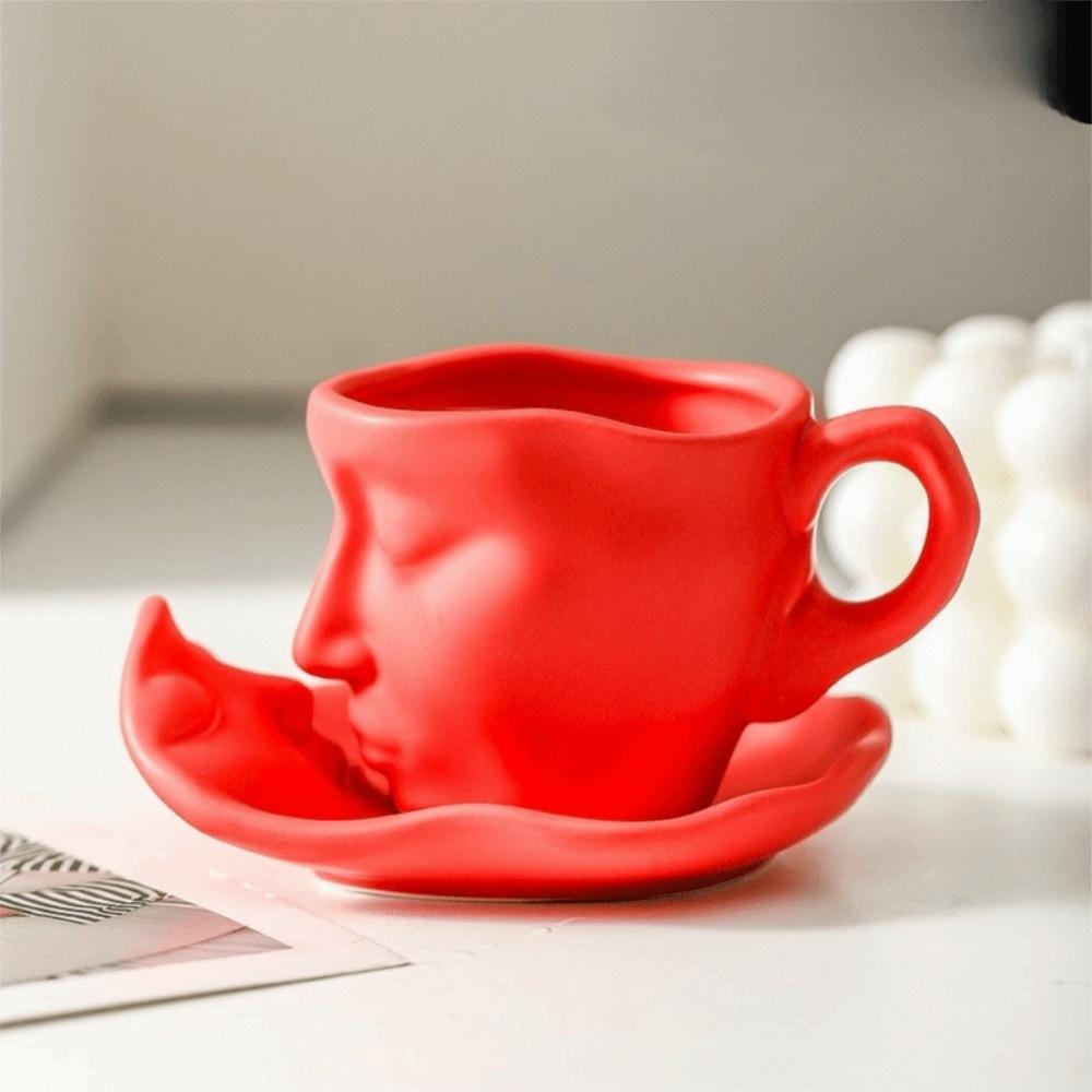 With Tray Kissing Face Cups Face Shape Coffee Cup Unique Couple Mug  Home Use