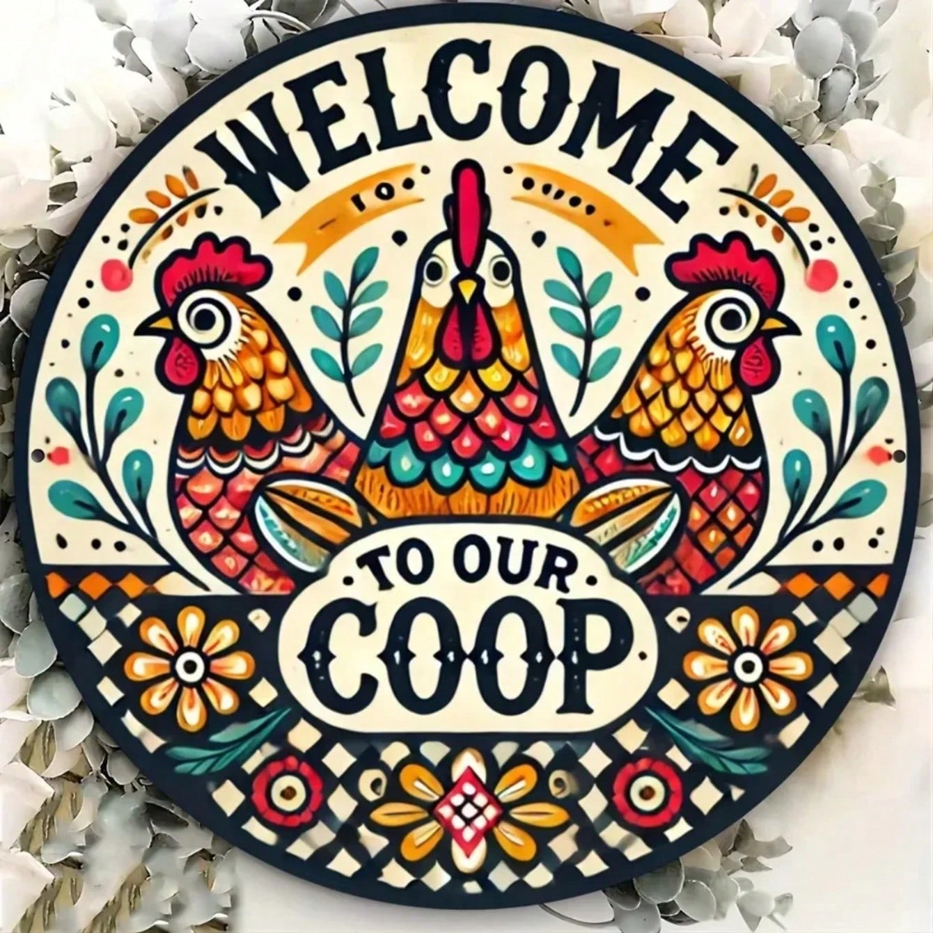 Metal Rooster Sign Vintage Farmhouse Decor Waterproof Chicken Coop Art