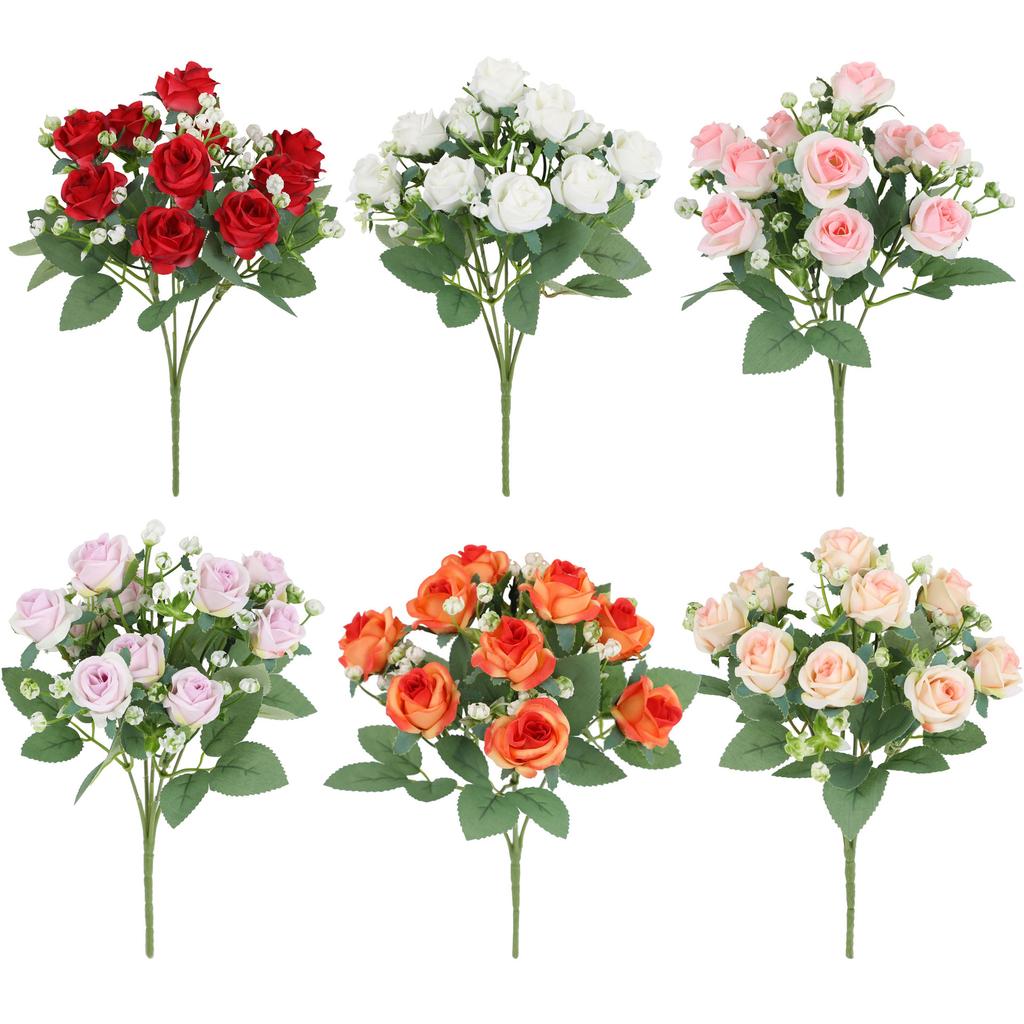 Simulation Flower Mini Rose Wedding Bride Holding Bouquet Living Room Flower Arrangement Decoration Gradual Change Rose