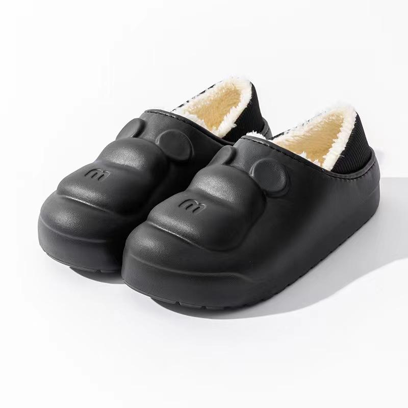 

Водонепроницаемые хлопковые тапочки женские зимние новые домашние флисовые нескользящие пушистые послеродовые тапочки и хлопковые туфли мужские 36-37 (one size smaller)